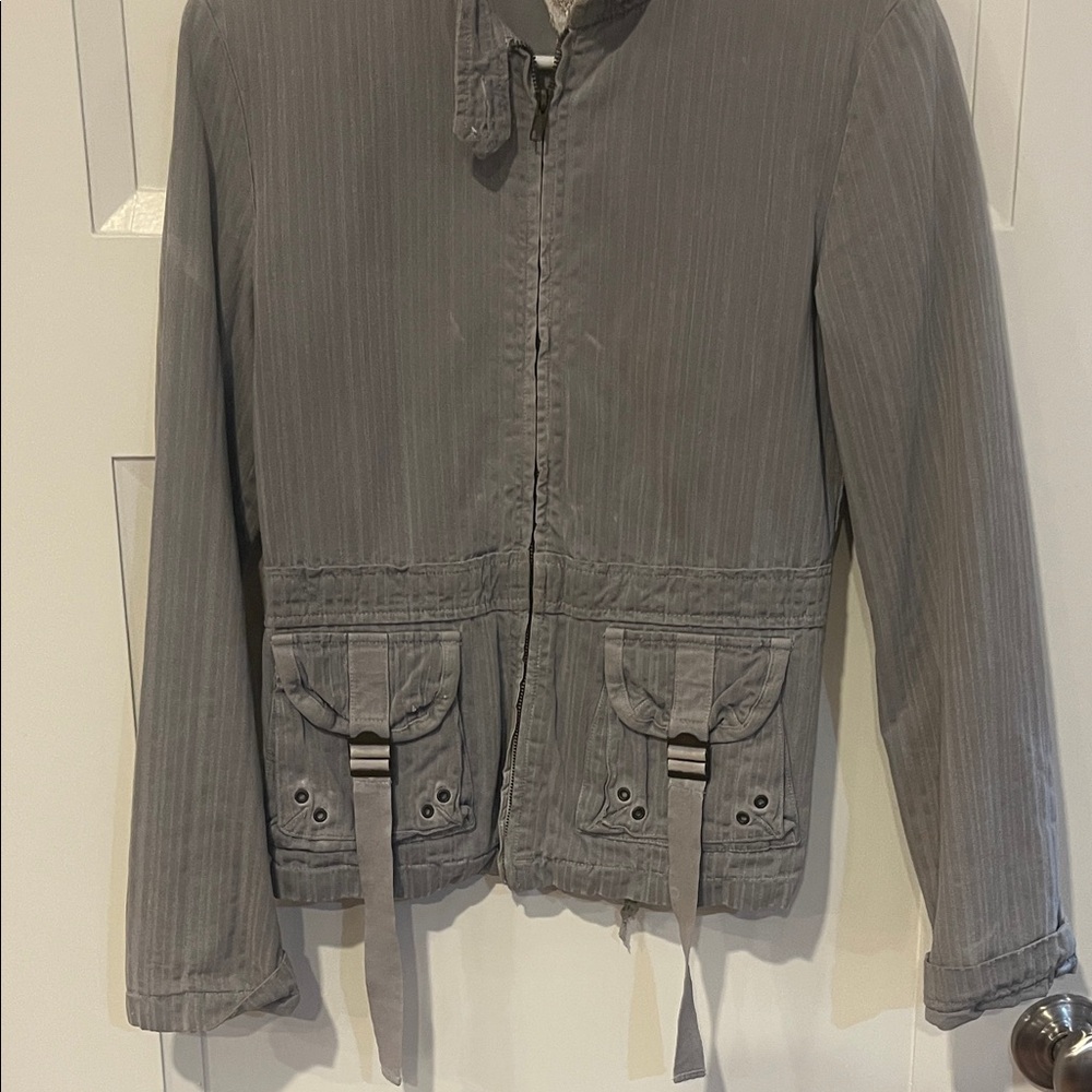Da-Nang Light Gray Jacket with Brass Accents